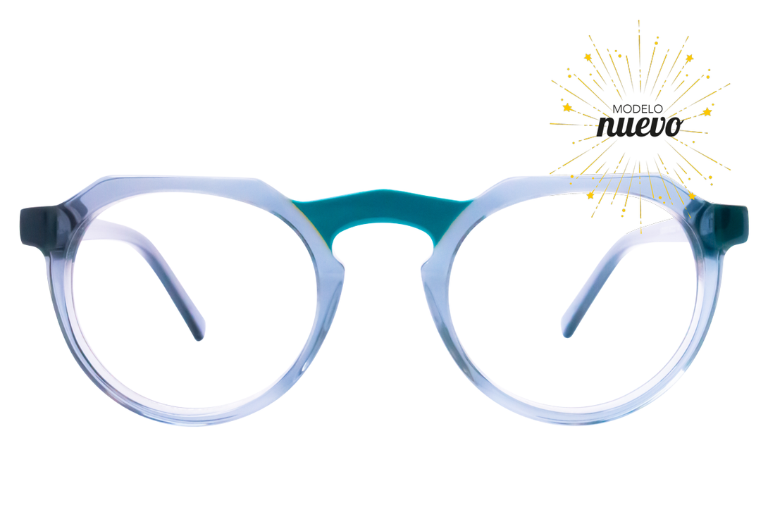 Lentes redondos transparente con azul 
